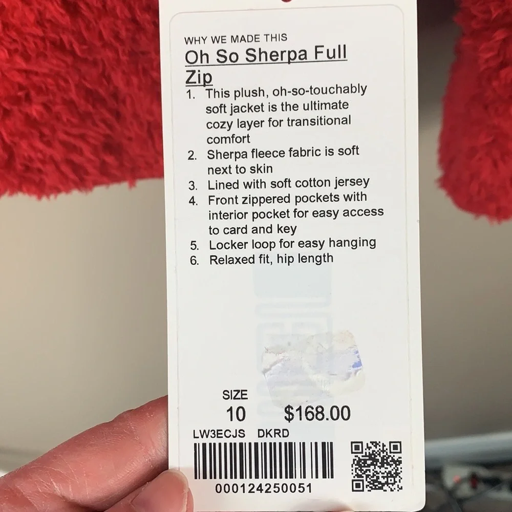 NWT Lululemon Red Oh So Sherpa Full Zip jacket 10